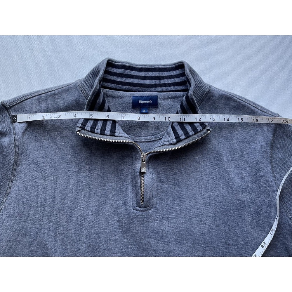 Faconnable Men's Gray 1/4 Zip Pullover Cotton Sweater M